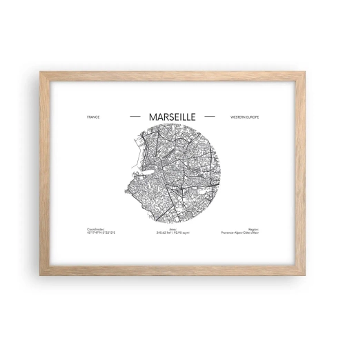 Poster in light oak frame - Anatomy of Marseille - 40x30 cm