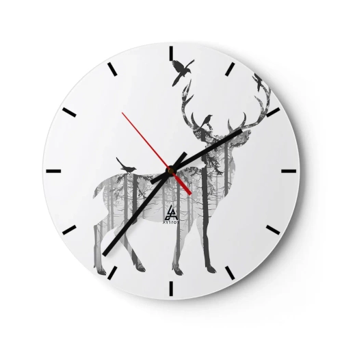 Wall clock - Clock on glass - Good Spirit of a Forest - 40x40 cm