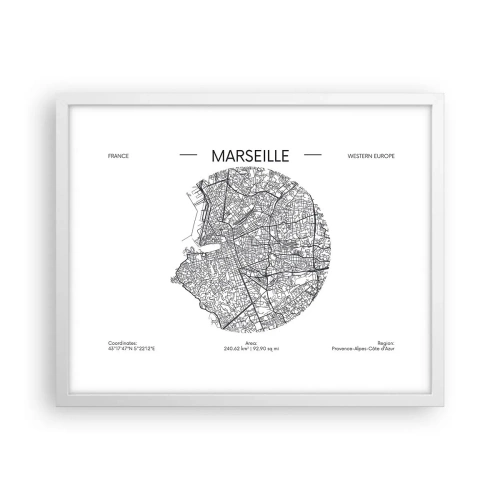 Poster in white frmae - Anatomy of Marseille - 50x40 cm