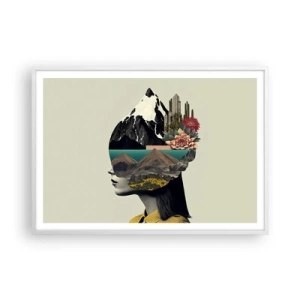 Poster in white frmae - Woman - Always a Mystery - 100x70 cm