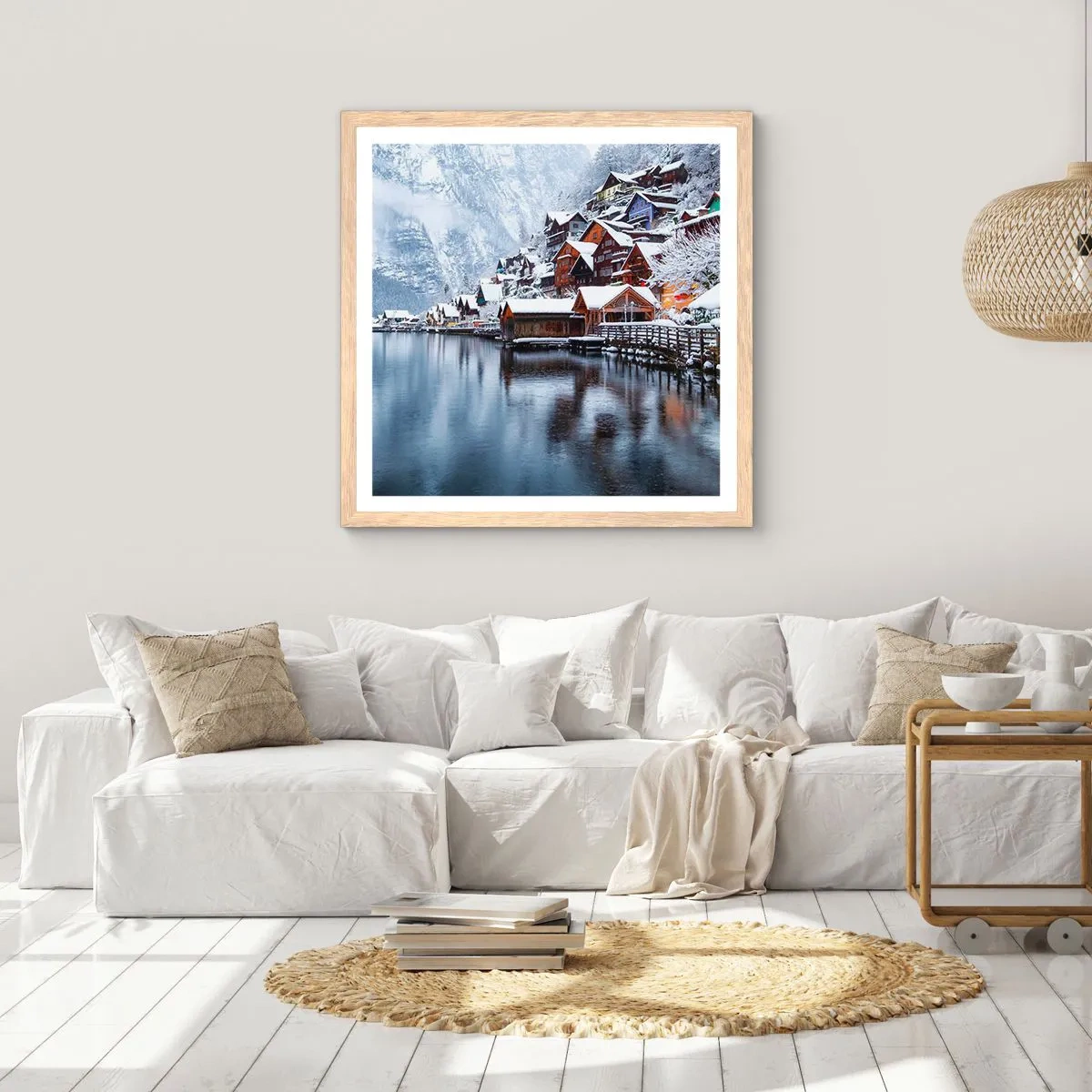 Poster in light oak frame - In Winter Decoration - 60x60 cm