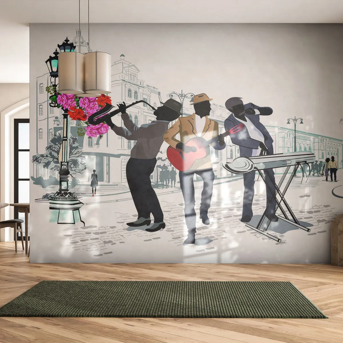 Self-Adhesive Photo Wallpaper Deluxe Sticker - Street Music - Music, Guitar, Band - 250x175 cm