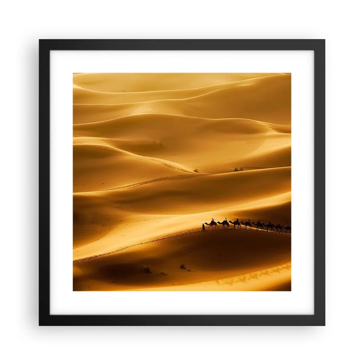 Poster in black frame - Caravan on the Waves of a Desert - 40x40 cm