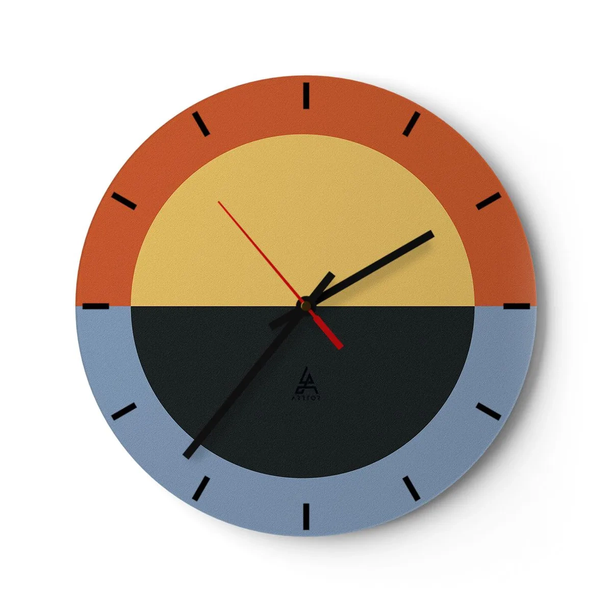 Wall clock - Clock on glass - Composition of Warm and Cool - 40x40 cm