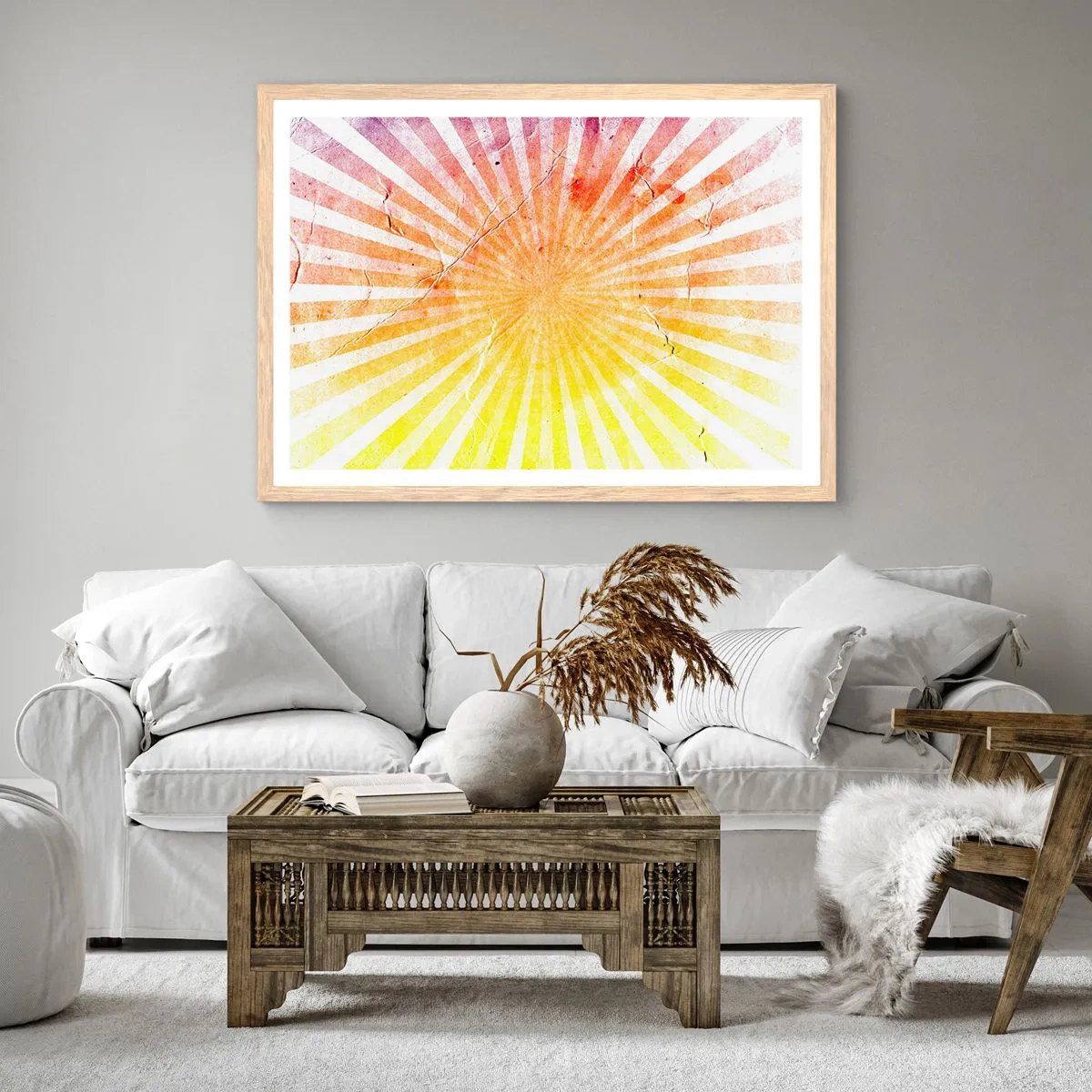 Poster in light oak frame - Sunrises and Sunsets - 50x40 cm
