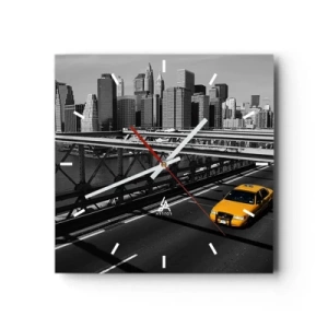 Wall clock - Clock on glass - Colour of a Big City - 30x30 cm