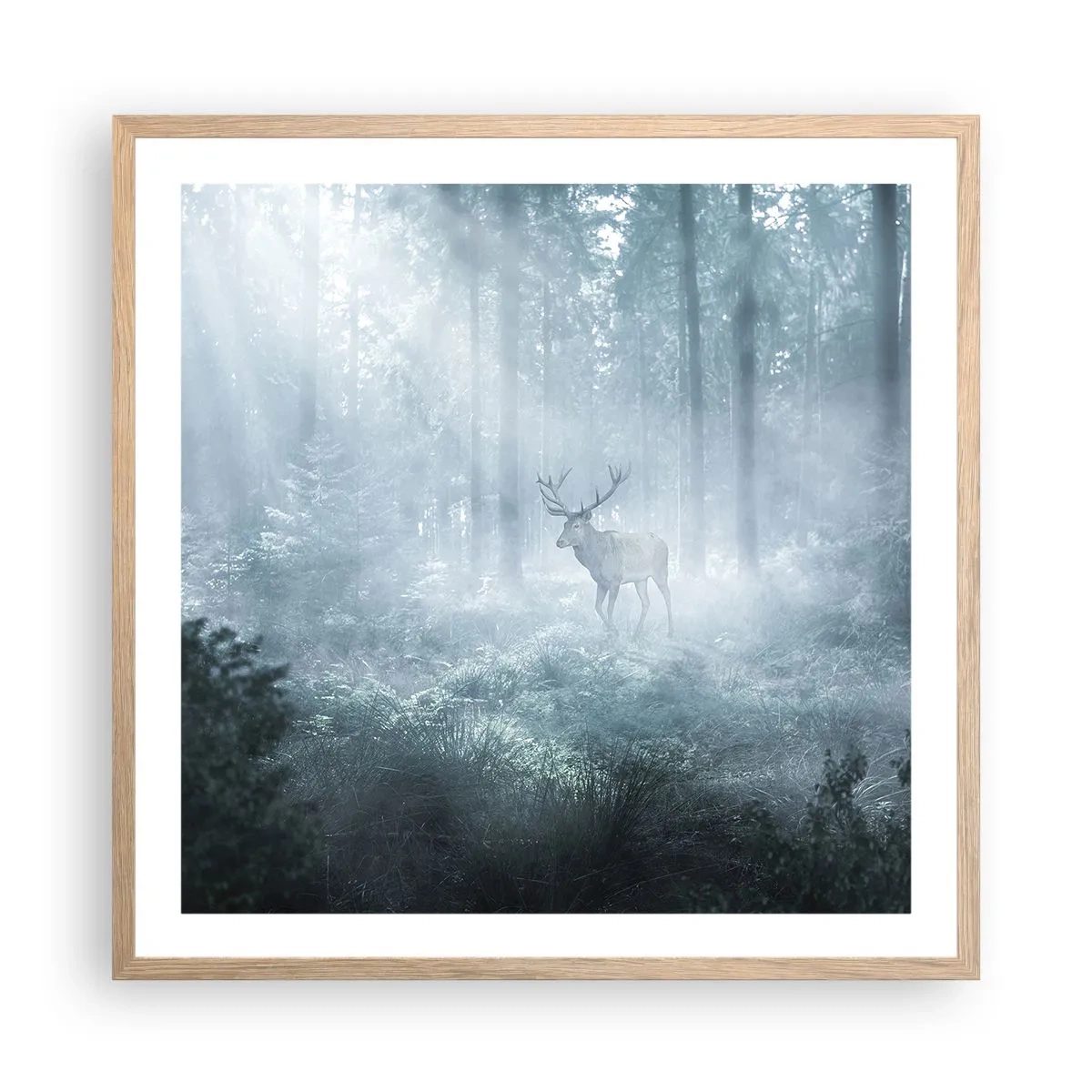 Poster in light oak frame - Morning Round of the Estate - 60x60 cm