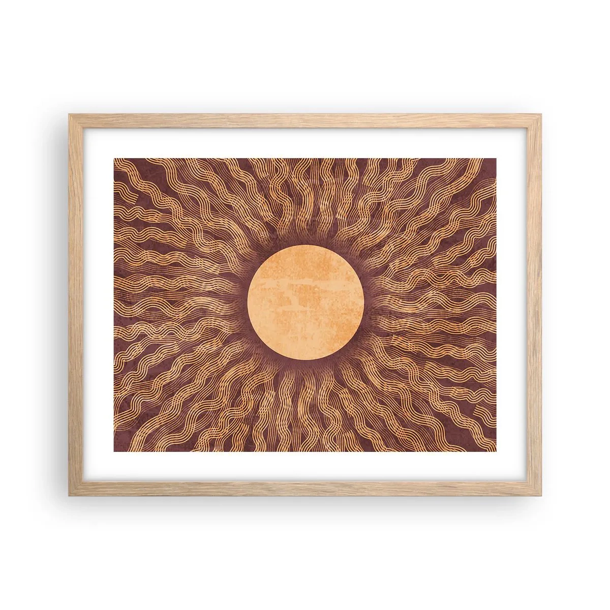 Poster in light oak frame - Sun Icon - 50x40 cm