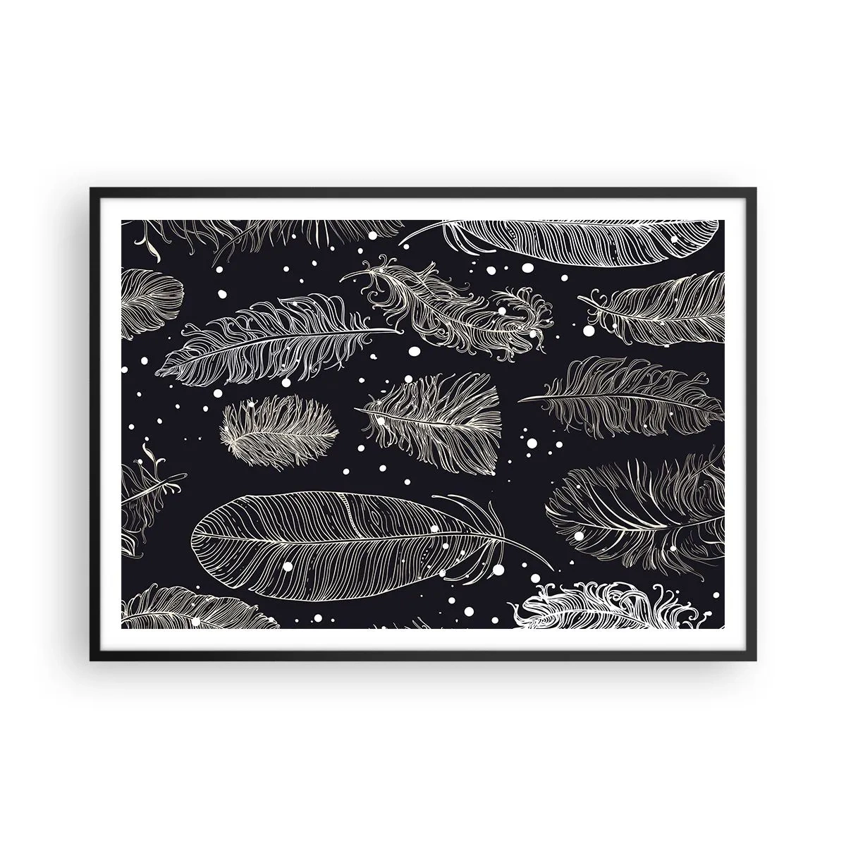 Poster in black frame - Feathery Lace - 100x70 cm