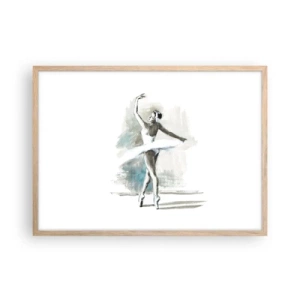 Poster in light oak frame - Enchanted into a Swan - 70x50 cm