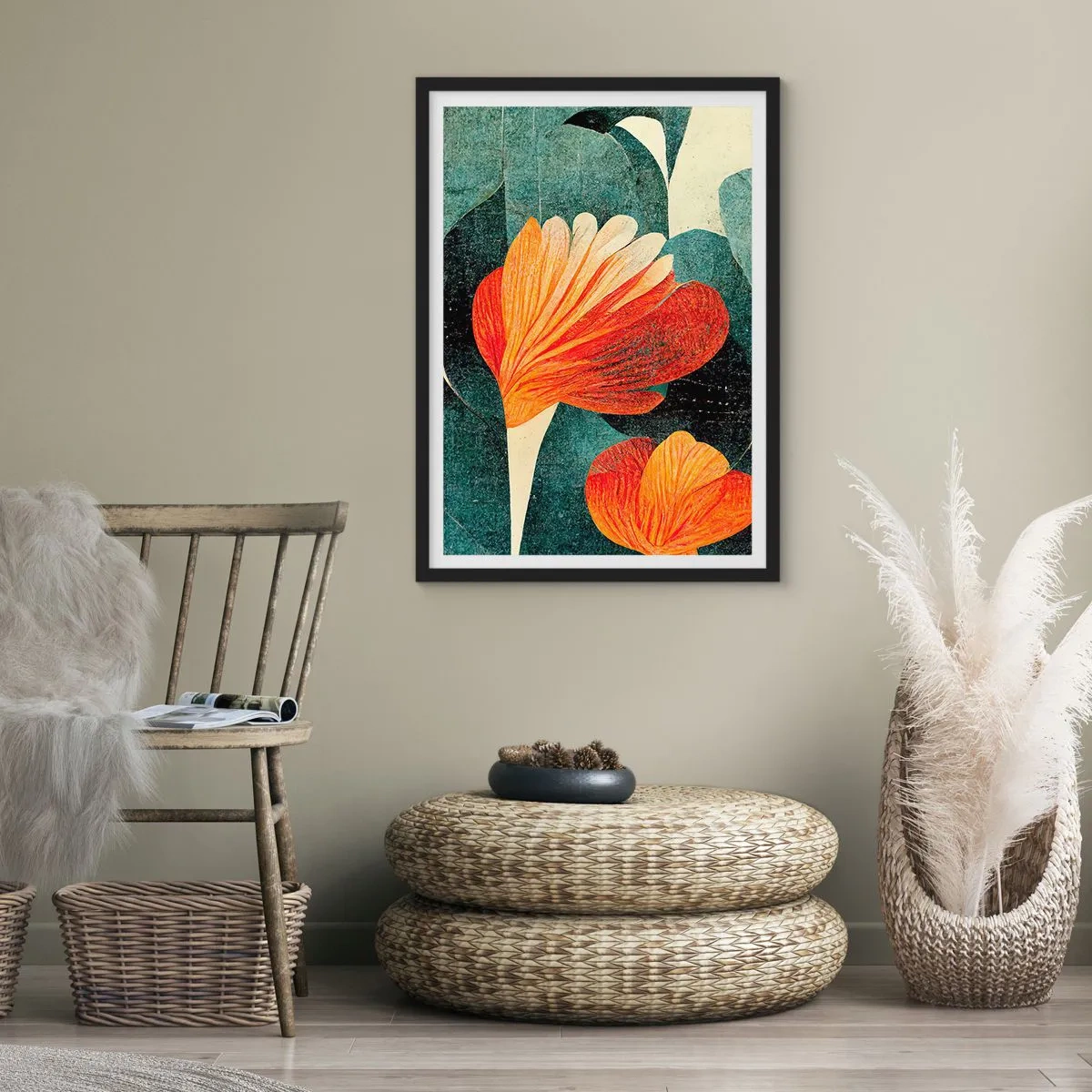 Poster in black frame - Heat of the Tropics, Coolness of the Ground - 30x40 cm