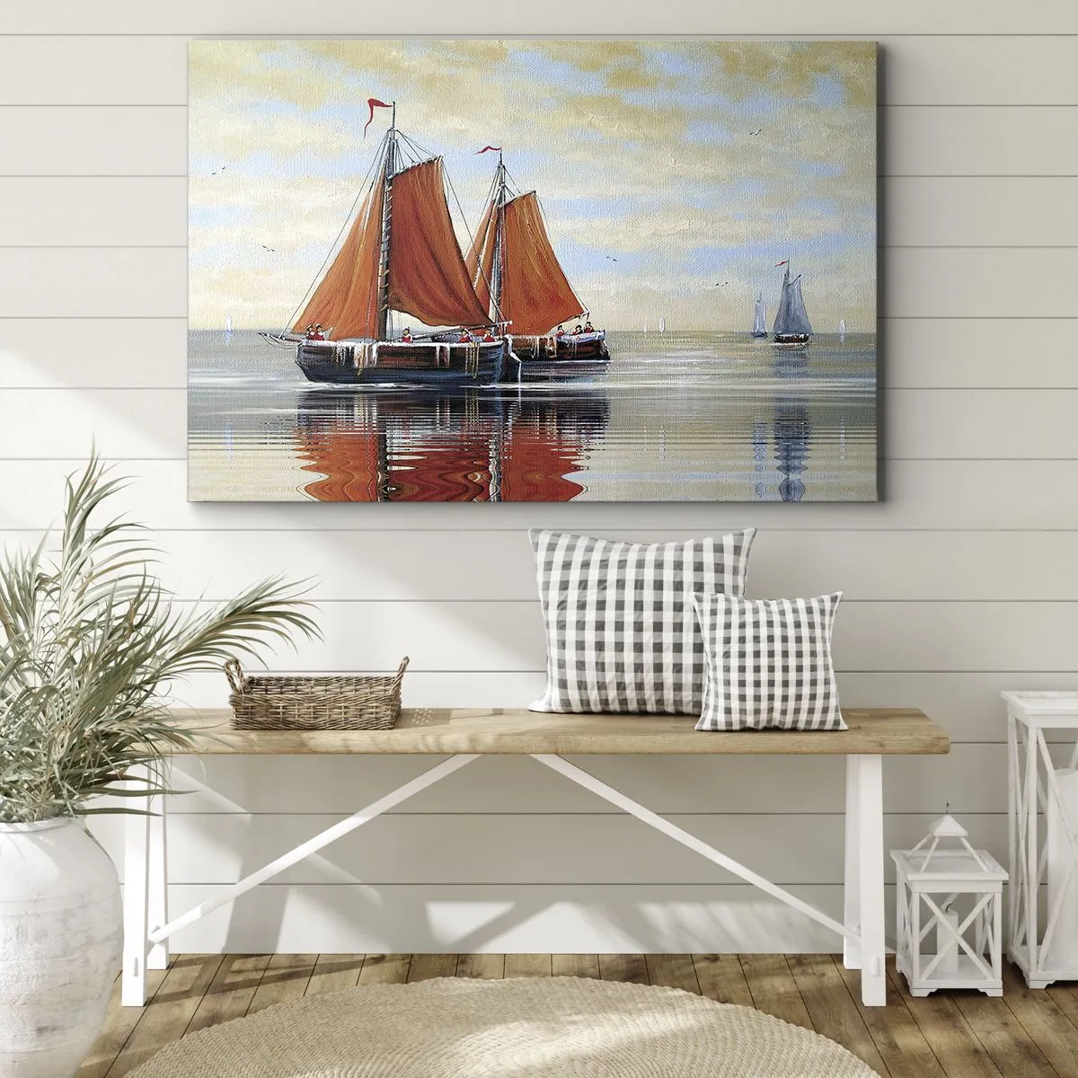 Canvas picture - Two-masted sailboats in calm water - 70x50cm - Ahoy, Sailor, Sail… - Modern wall decoration for the living room and bedroom ARTTOR