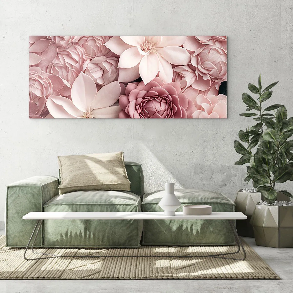 Glass picture - In Pink Petals - 90x30 cm