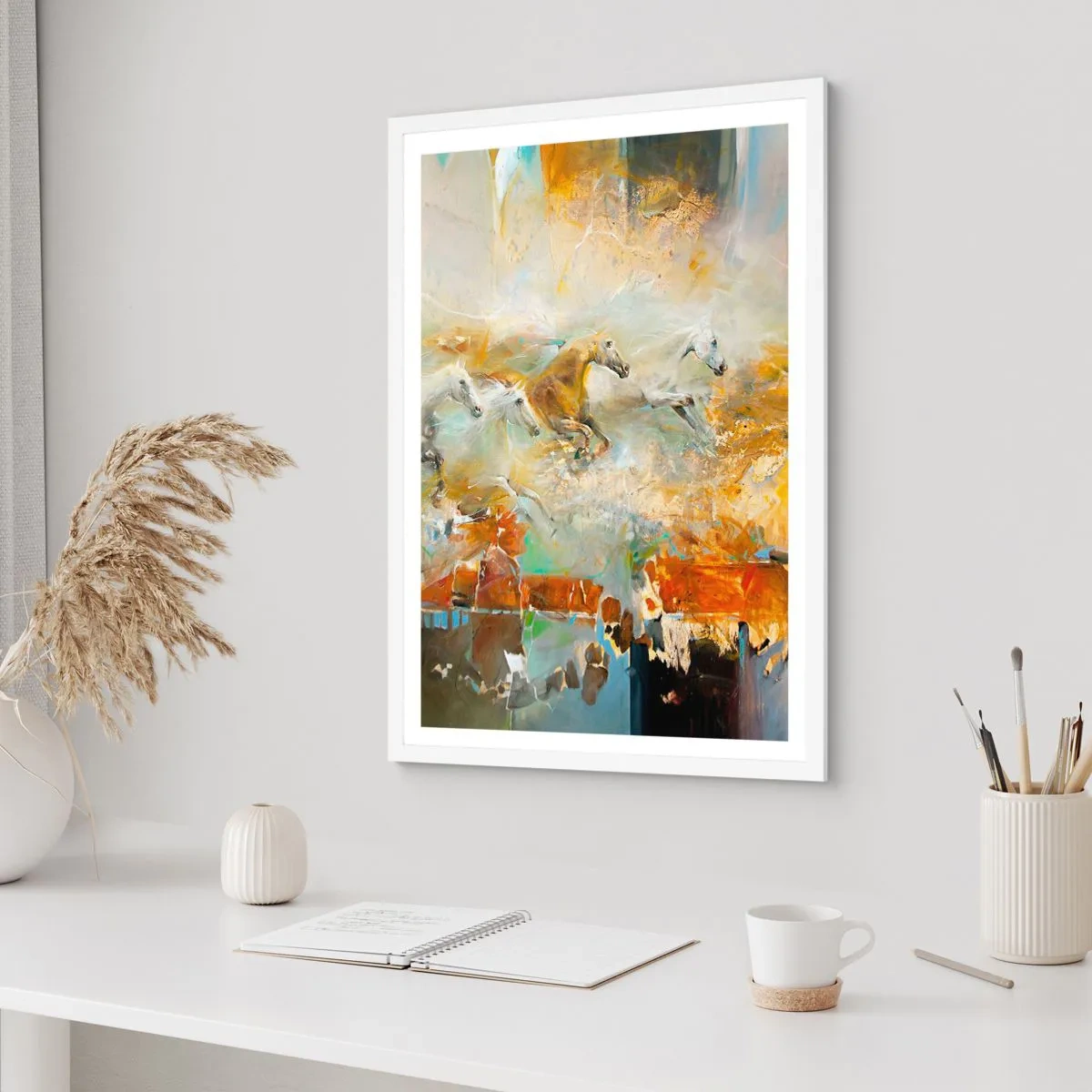 Poster in white frmae - Gallopping through the World - 70x100 cm