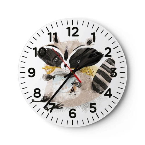 Wall clock - Clock on glass - My Friend Raccoon - 40x40 cm
