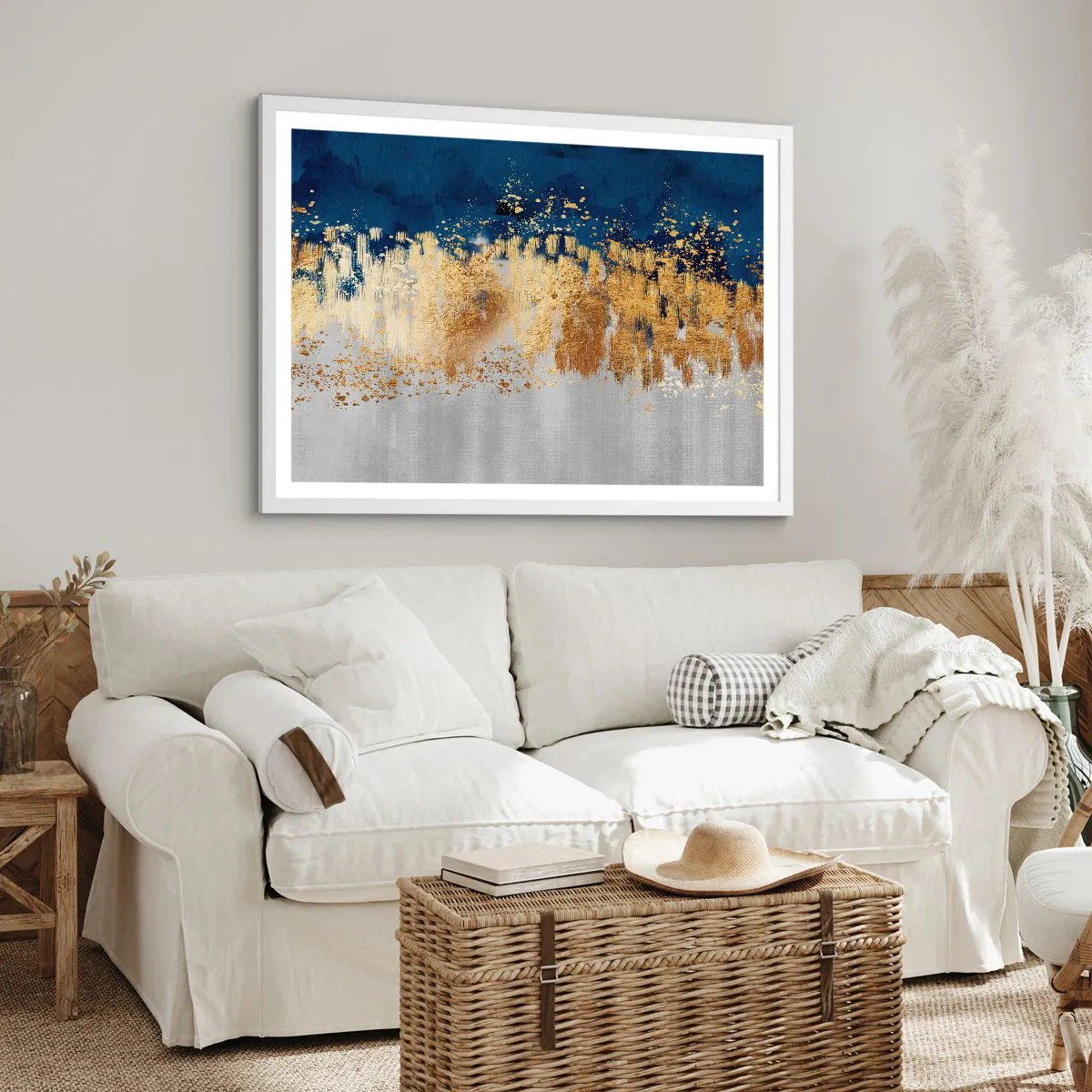 Poster in white frmae - Modern Composition and Twinkle - 100x70 cm