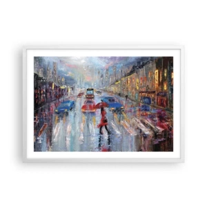 Poster in white frmae - Rainy Afternoon in a City - 70x50 cm
