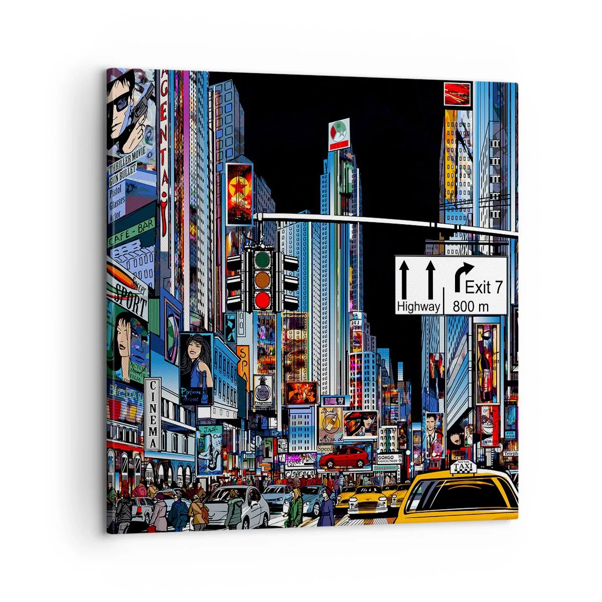 Canvas picture - Comic Night in a Big City - 60x60 cm