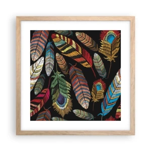 Poster in light oak frame - Bird Carnival - 40x40 cm