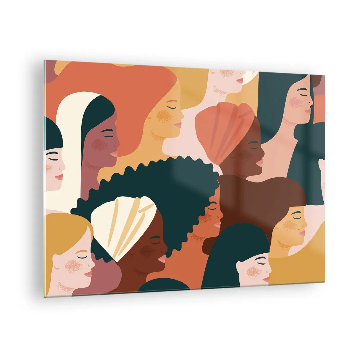 Glass picture - Stylish illustration of diverse female silhouettes - 70x50cm - Pure Womanhood - Modern wall decoration for the living room and bedroom ARTTOR