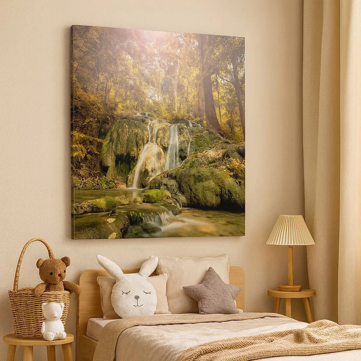 Canvas picture - Forest Cascade in Green - 30x30 cm