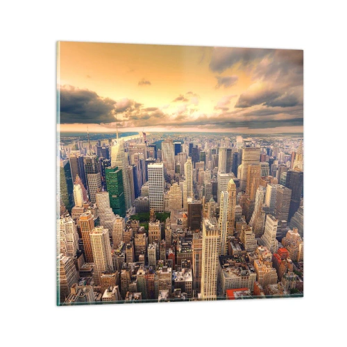 Glass picture - Metropolis in Gold - 50x50 cm