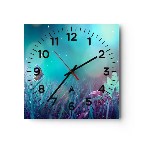 Wall clock - Clock on glass - Secret Life of a Meadow - 30x30 cm