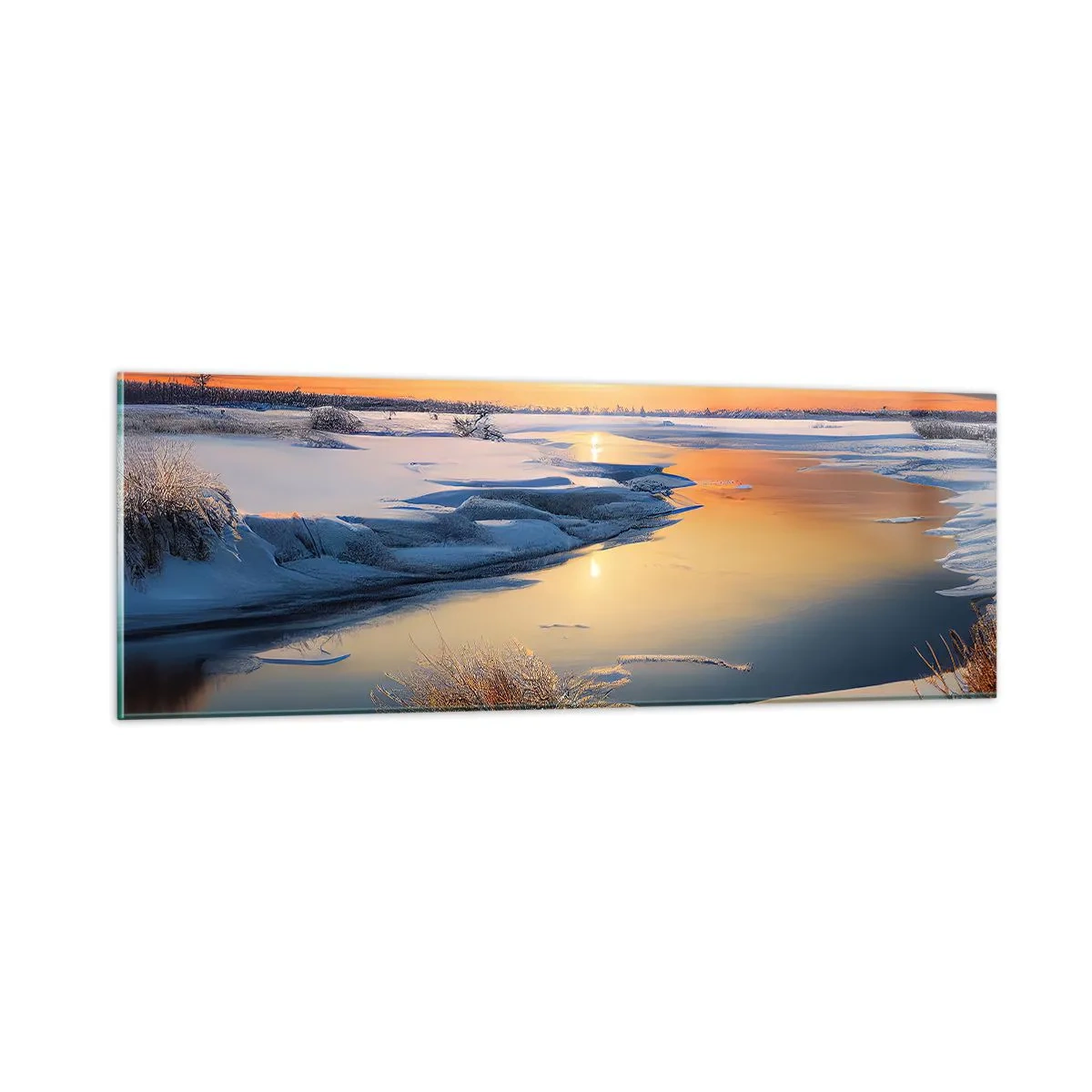 Glass picture - Winter Sunset - 90x30 cm