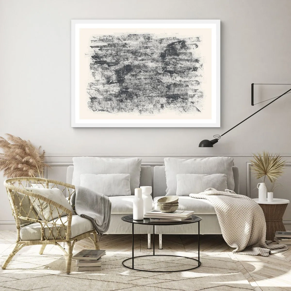 Poster in white frmae - Foggy Composition - 91x61 cm