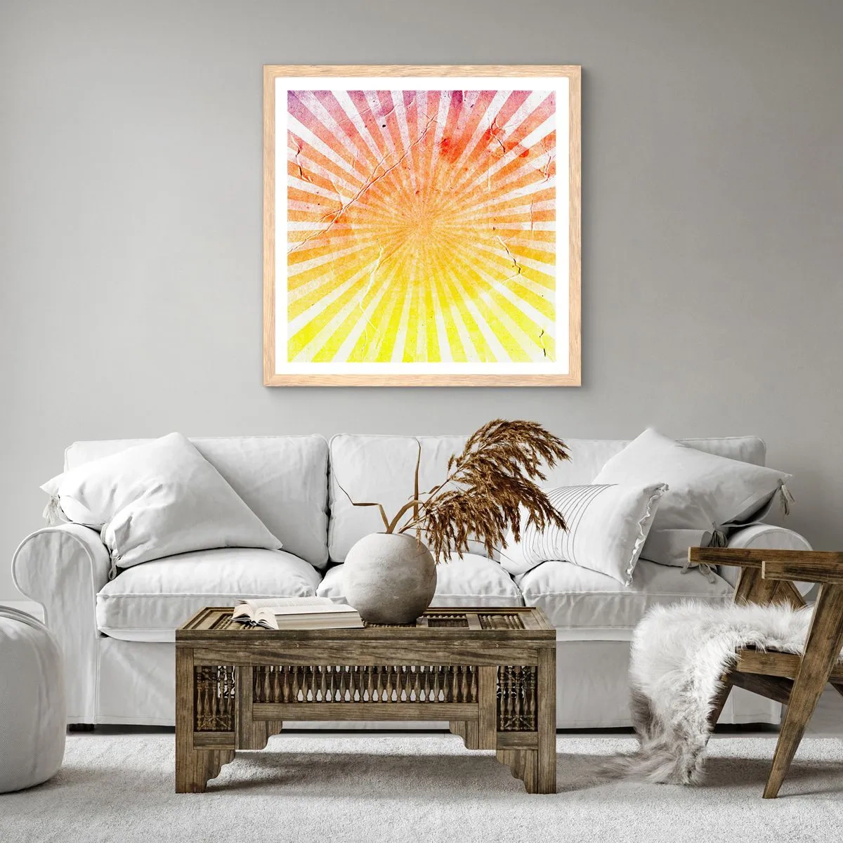 Poster in light oak frame - Sunrises and Sunsets - 50x50 cm