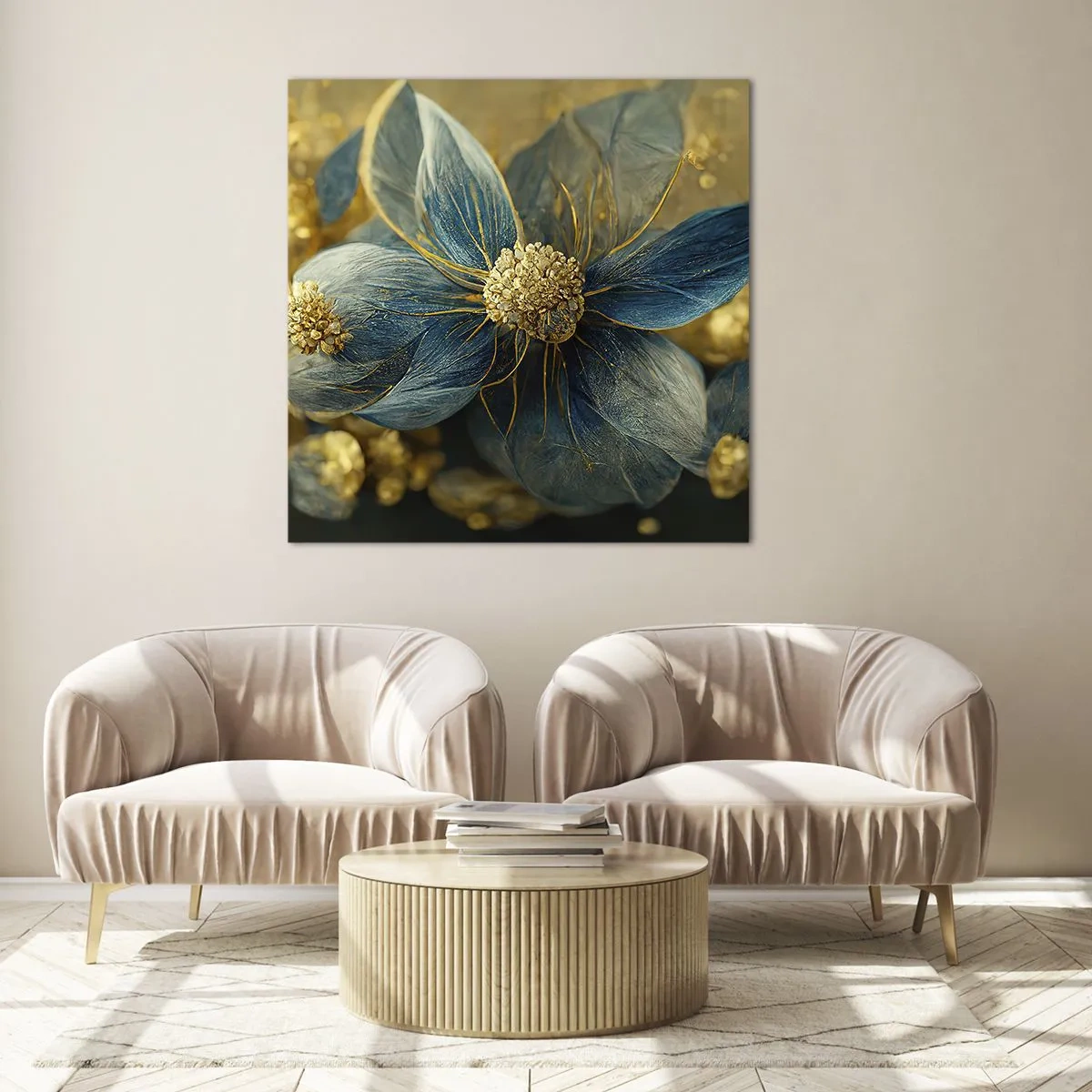 Glass picture - Blossoming in Gold - 40x40 cm