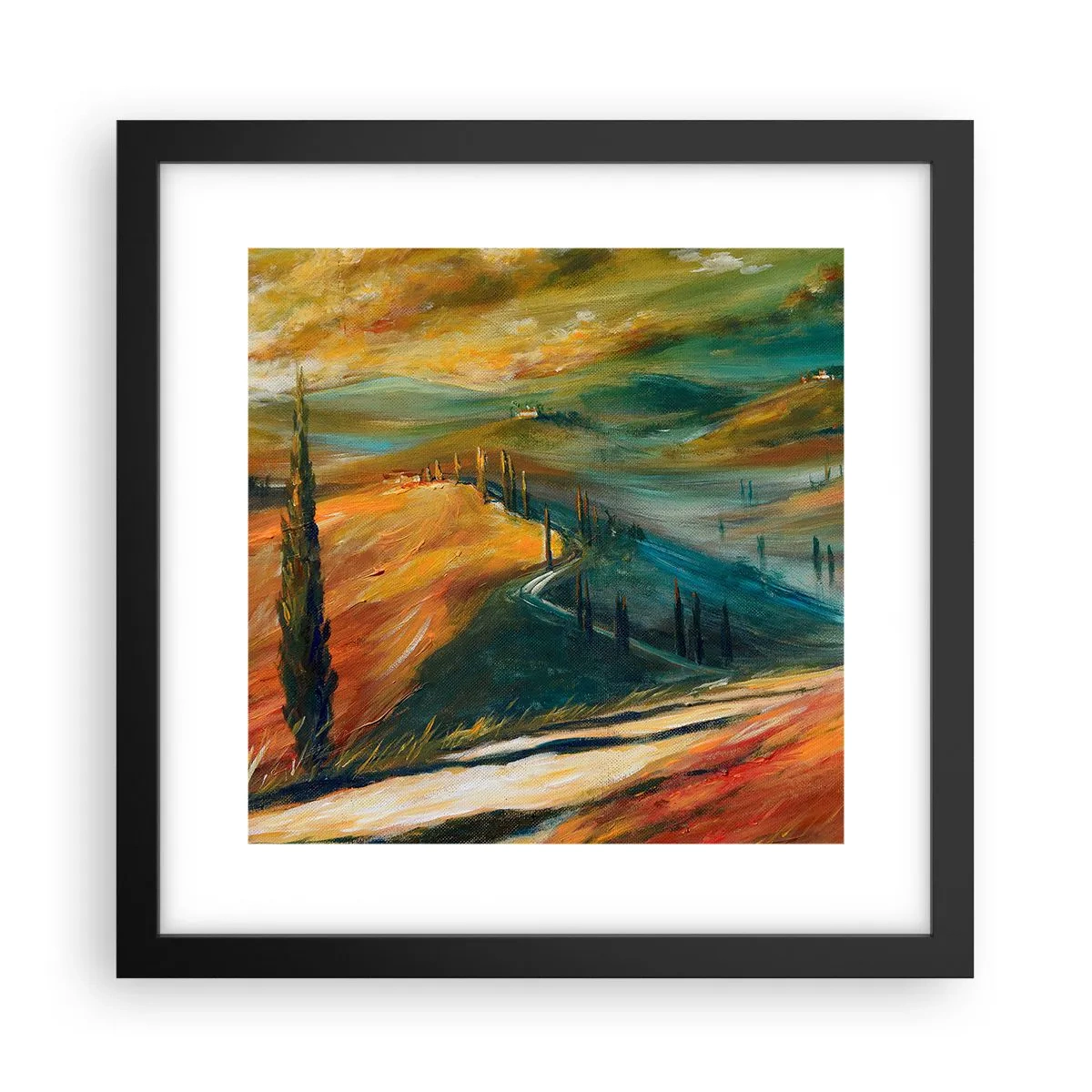 Poster in black frame - Tuscan Landscape - 30x30 cm