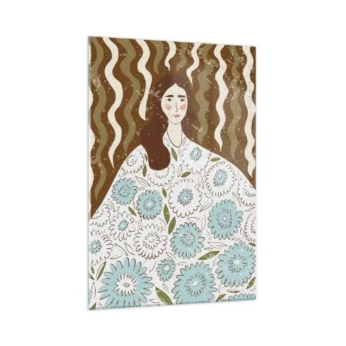 Glass picture - Portrait in a Flowery Robe - 70x100 cm