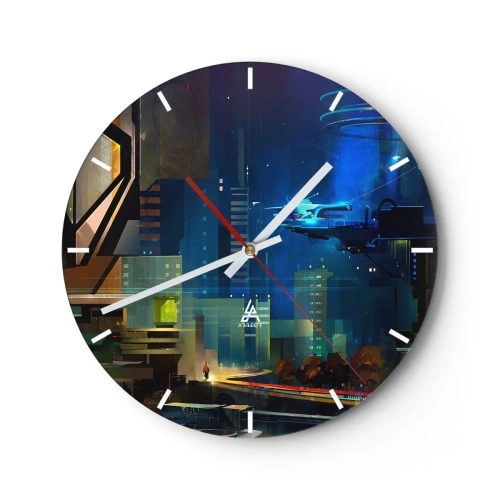 Wall clock - Clock on glass - In Near Future - 40x40 cm
