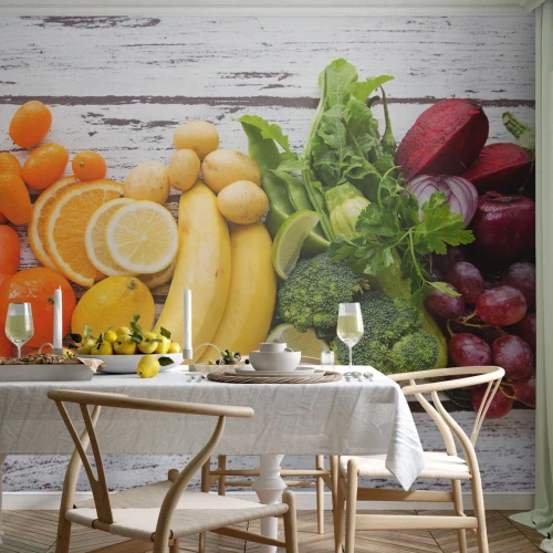 Photo Wallpaper Premium Canvas - Is that Not Enough? - Gastronomy, Fruit, Vegetables - 500x350 cm