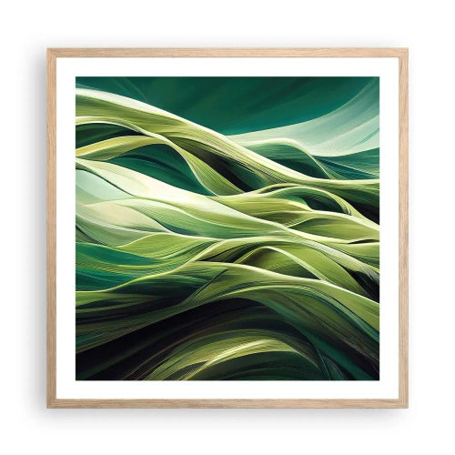 Poster in light oak frame - Abstract Playing Green - 60x60 cm