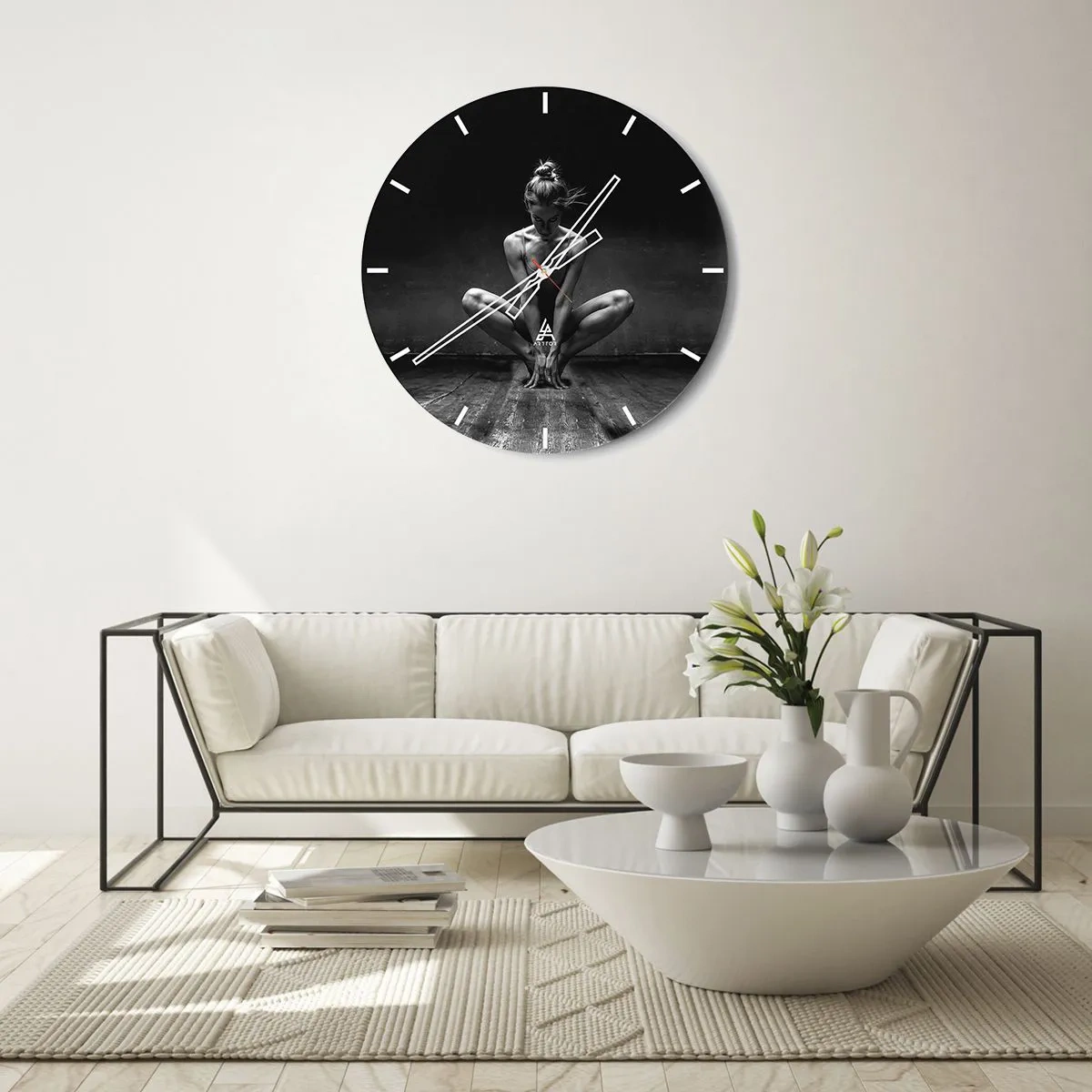 Wall clock - Clock on glass - Concentration of Dancing Energy - 40x40 cm