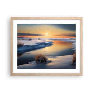 Poster in light oak frame - Winter Sunset - 50x40 cm