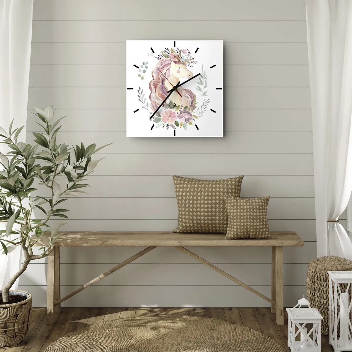 Wall clock - Clock on glass - Invitation to the Fairytale World - 40x40 cm