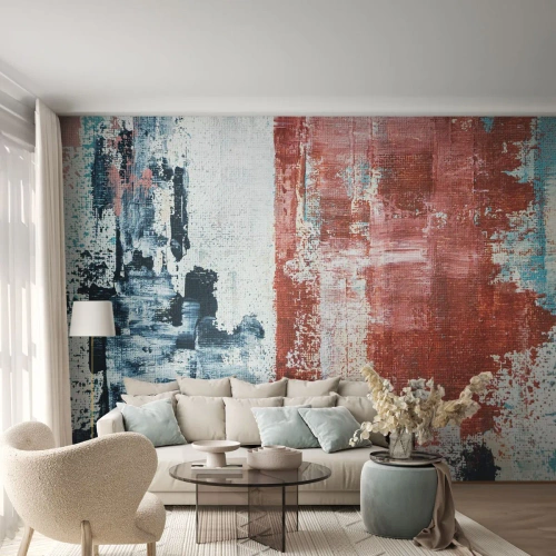 Photo Wallpaper Premium Canvas - Abstract Fifty Fifty - Abstraction, Piece, Painting - 450x315 cm