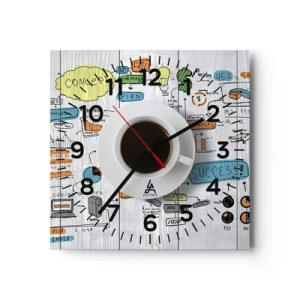 Wall clock - Clock on glass - Time for a Break - 40x40 cm