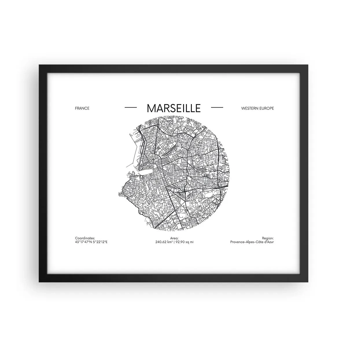 Poster in black frame - Anatomy of Marseille - 50x40 cm