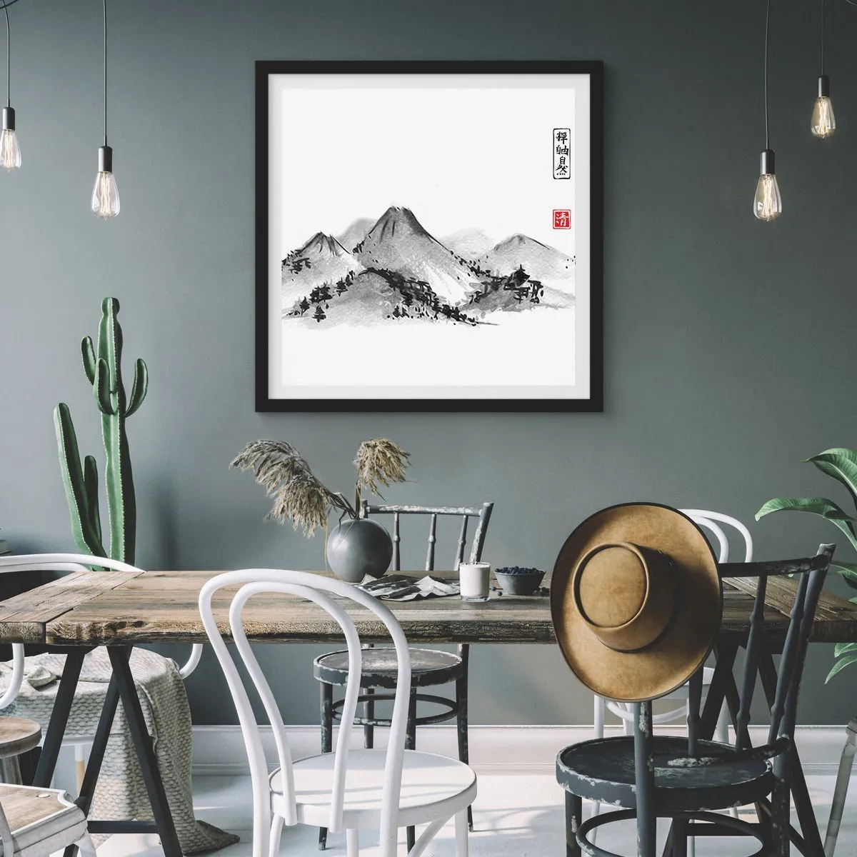 Poster in black frame - Further and Further - 40x40 cm