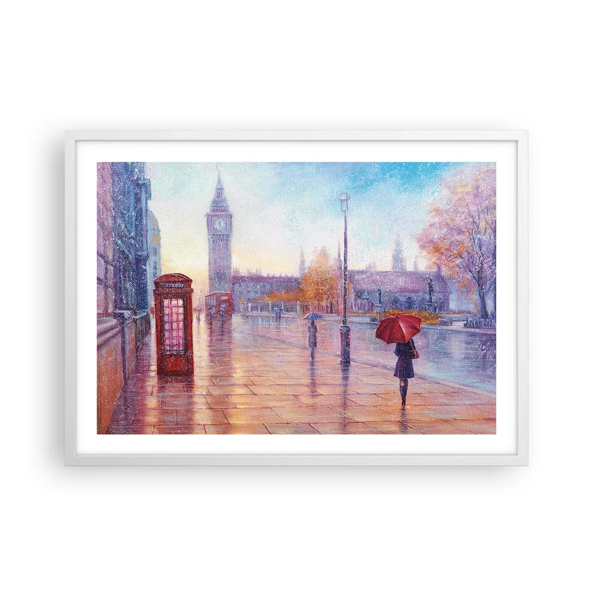 Poster in white frmae - London Autumn Day - 70x50 cm