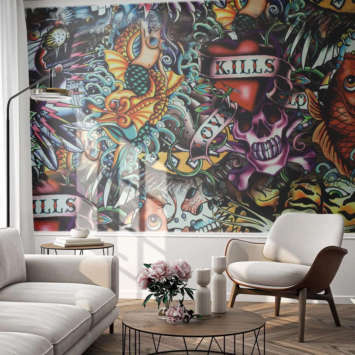 Photo Wallpaper Premium Canvas - Dream of a Tattoo Artist - Graffiti, Mural, Piece - 200x140 cm