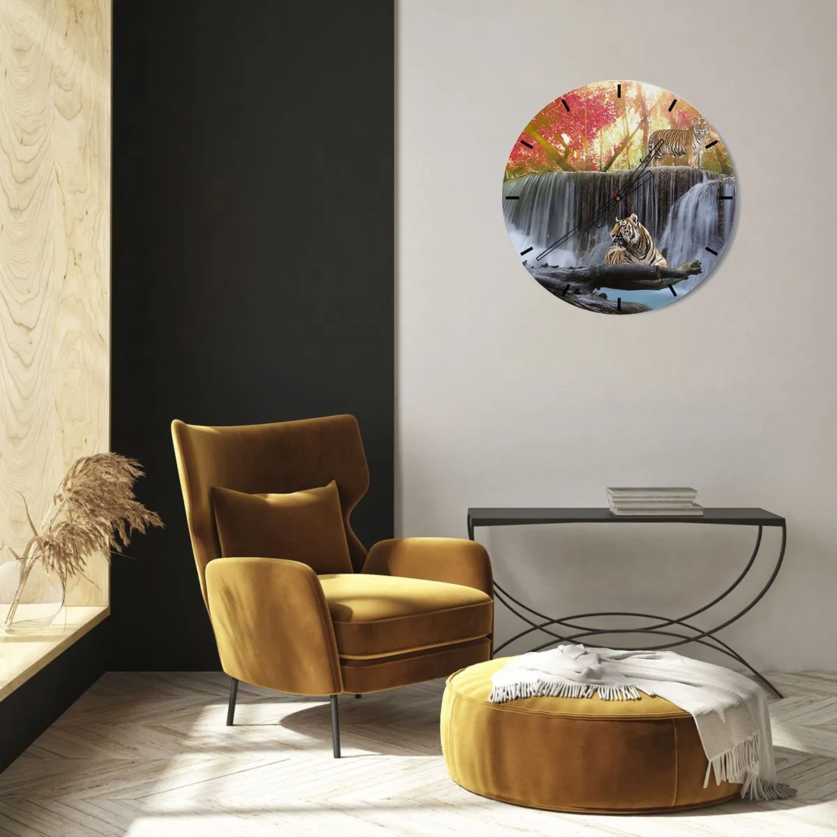 Wall clock - Clock on glass - Surrealistic Landscape  - 30x30 cm