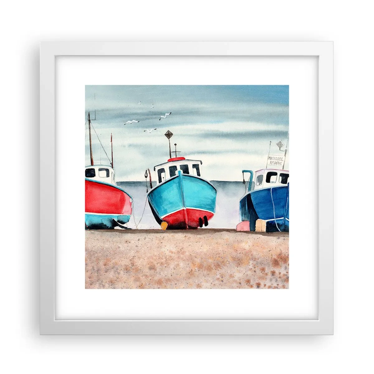 Poster in white frmae - Ready for Fishing - 30x30 cm