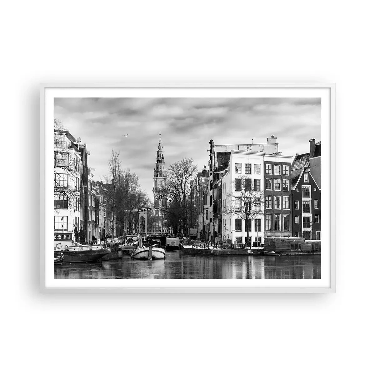Poster in white frmae - Amsterdam Atmosphere - 100x70 cm
