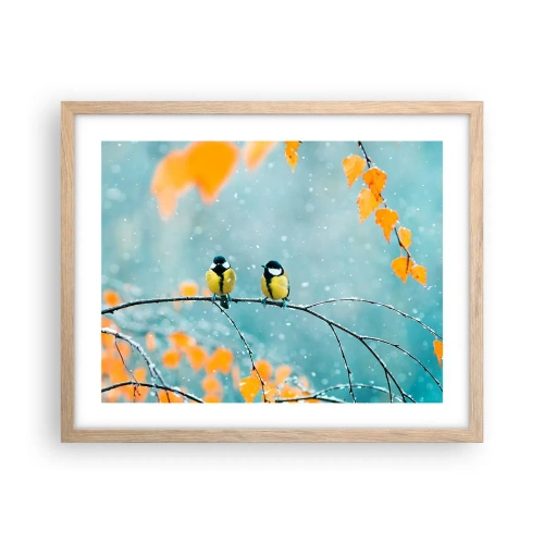 Poster in light oak frame - Birdy Gossip - 50x40 cm