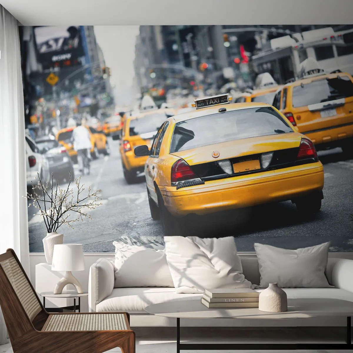 Photo Wallpaper Standard Eco - Only in this City - City, New York, Taxi - 200x140 cm